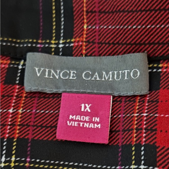 Vince Camuto Women’s Top Tunic 3/4 Sleeve Plaid V- Neck Size 1X - Picture 8 of 8